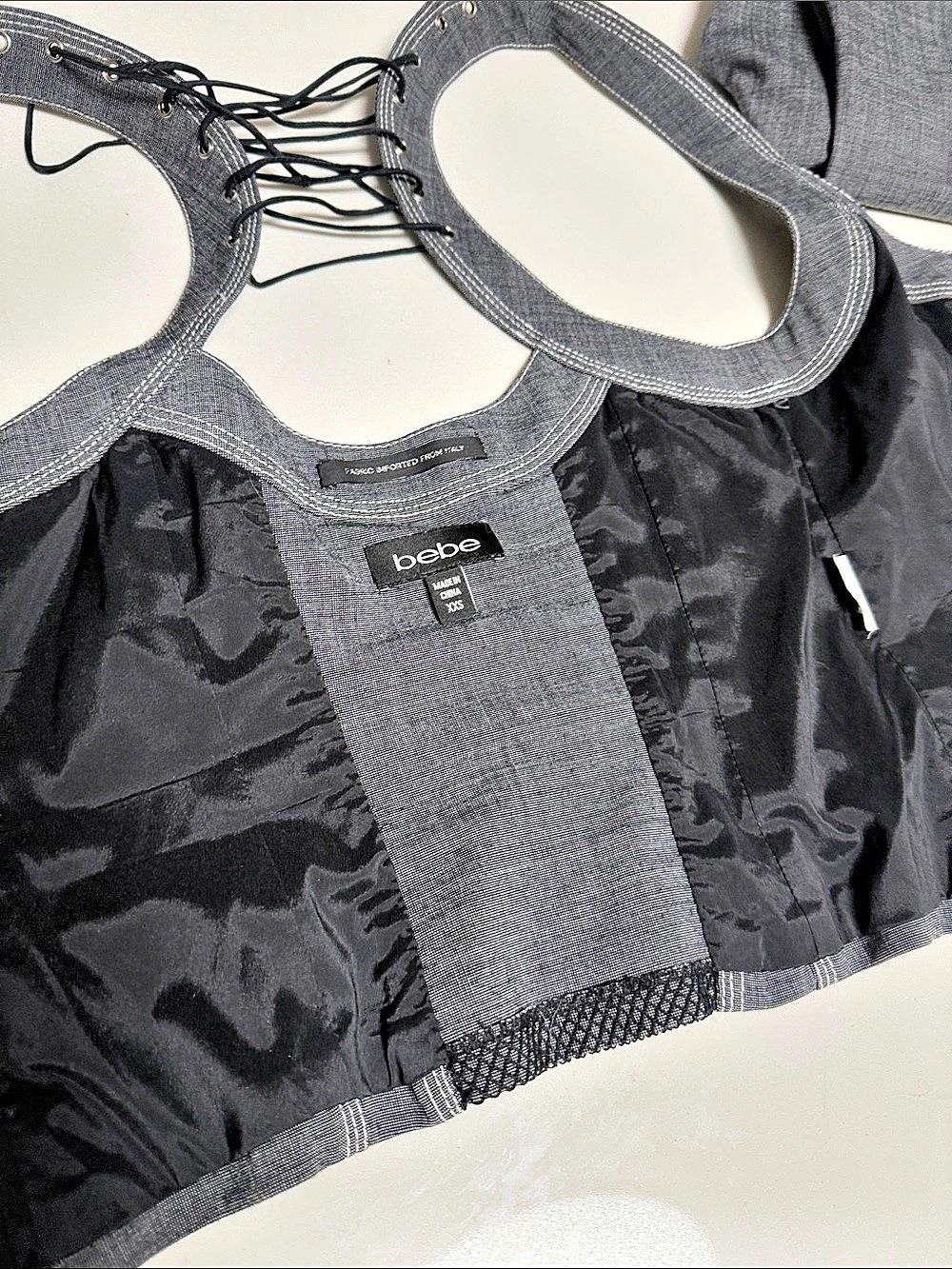 bebe Gray Lace-Up Vest & Straight-Leg Pants XS - Picture 15 of 17